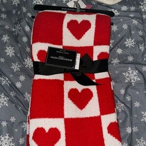 Valentine's Day Red White Heart Blanket Reversible Super soft